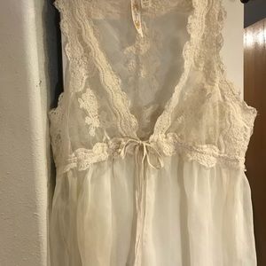 Cream lace Vest drawstring closure